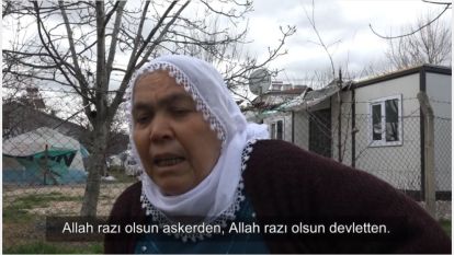 Kürtçe: Evimiz yıkıldı, karda kaldık. Türkçe: Allah razı olsun, asker geldi.