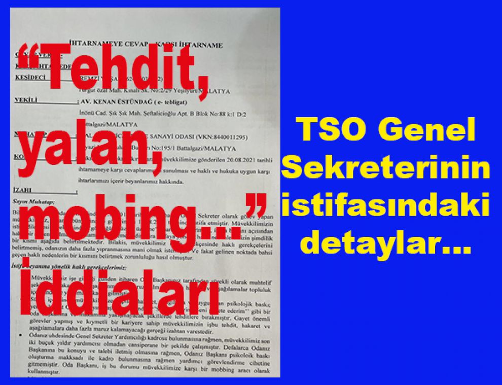 TSO Genel Sekreterinin istifasındaki detaylar… “Tehdit, yalan, mobing …” İddiaları