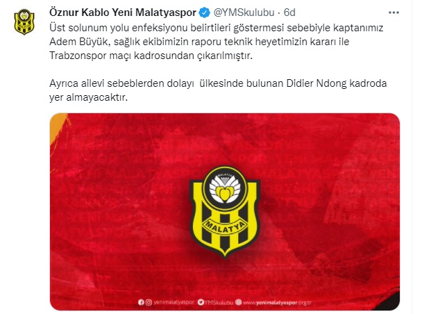 Öznur Kablo Yeni Malatyaspor’da Trabzonspor maçı öncesi şok