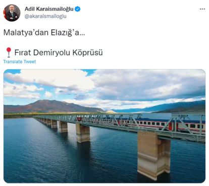 Bakan Karaismailoğlu, Fırat Köprüsünü paylaştı