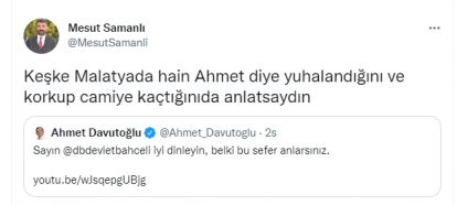 MHP İl Başkanı Samanlı'dan Davutoğlu'na “Malatya'da kaçtığını da anlatsaydın”