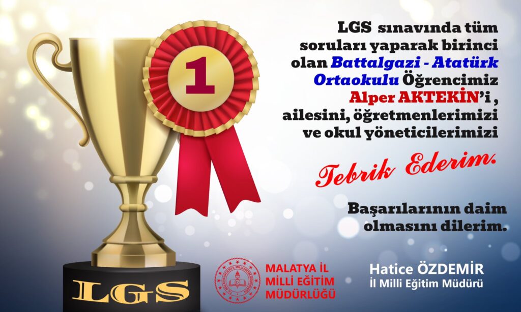 5 Haziran'da yapılan Liselere Geçiş Sistemi (LGS) sınavında 500 tam puan alan 193 öğrenciden 4'ünün Malatya'daki okullardan olduğu, İl Milli Eğitim Müdürü Hatice Özdemir'in sosyal medya paylaşımından öğrenilirken, paylaşımda öğrencilerin isimlerine ve okullarına yer verilmemesi dikkat çekti.