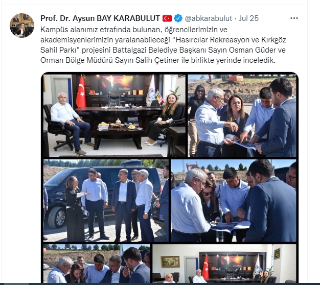 Malatya Turgut Özal Üniversitesi Rektörü Aysun Bay Karabulut’un yakın koruma polisine özel  çantasını taşıtması tepki gördü.