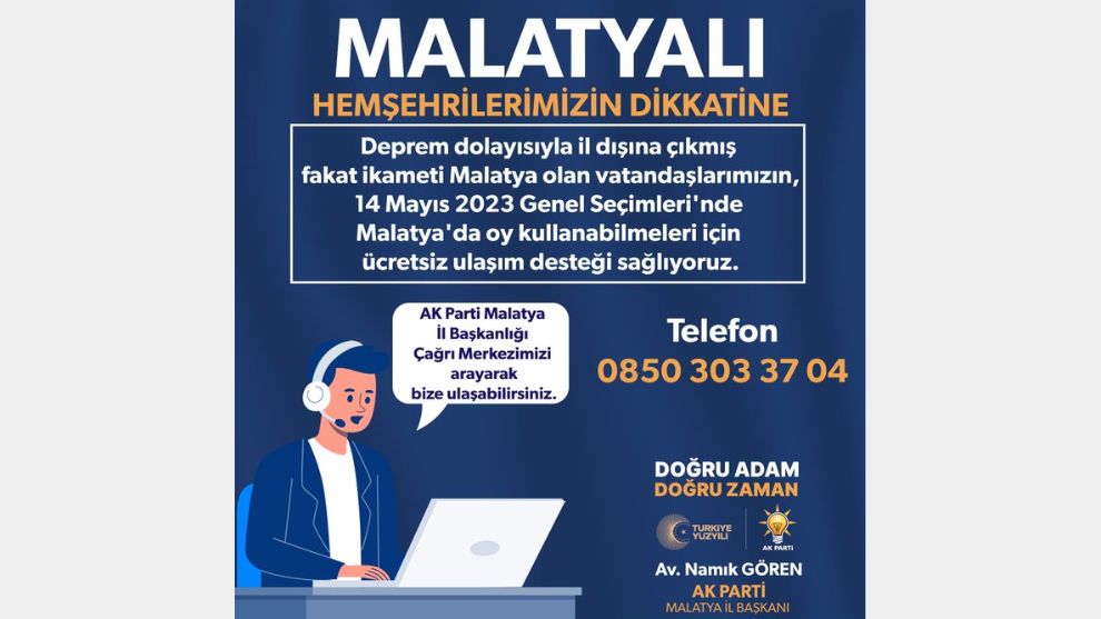 Malatya’ya gelecek seçmenlere ücretsiz ulaşım desteği