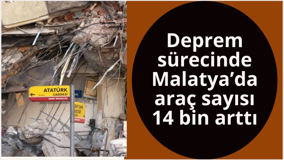 Deprem sürecinde Malatya'da araç sayısı 14 bin arttı