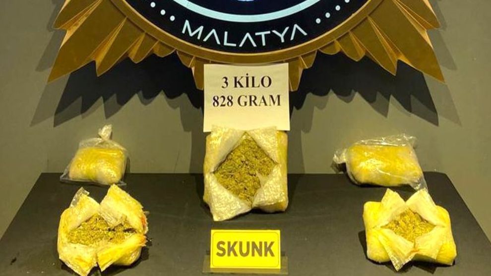 Malatya'da yolcu otobüsünde uyuşturucu madde ele geçirildi