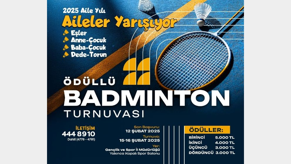 Yeşilyurt Belediyesi'nden Ödüllü Badminton Turnuvası