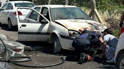 Hastane Otoparkında Otomobil Alev Aldı!