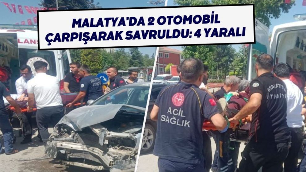 Malatya'da 2 Otomobil Çarpışarak Savruldu: 4 Yaralı