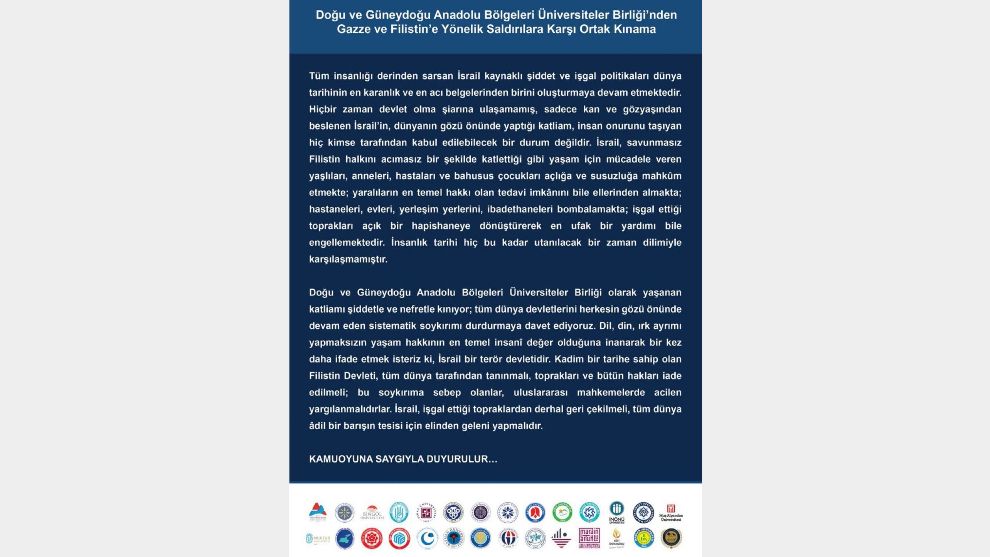Malatya Üniversiteleri İsrail'i Kınadı