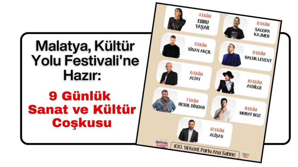 Malatya, Kültür Yolu Festivali'ne Hazır: 9 Günlük Sanat ve Kültür Coşkusu