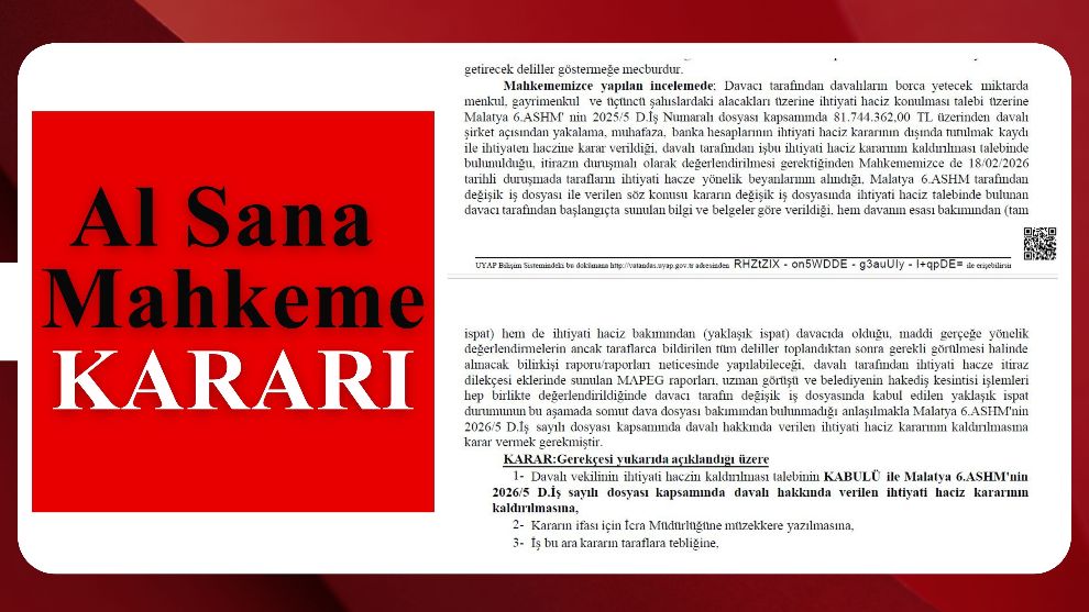 Al Sana Mahkeme Kararı!..