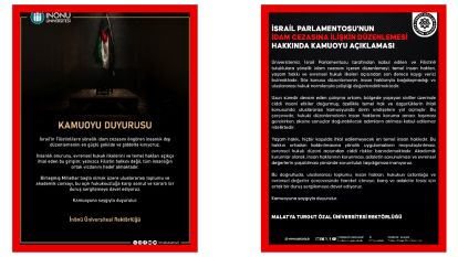 Malatya'daki Üniversitelerden İsrail'in İdam Düzenlemesine Sert Tepki