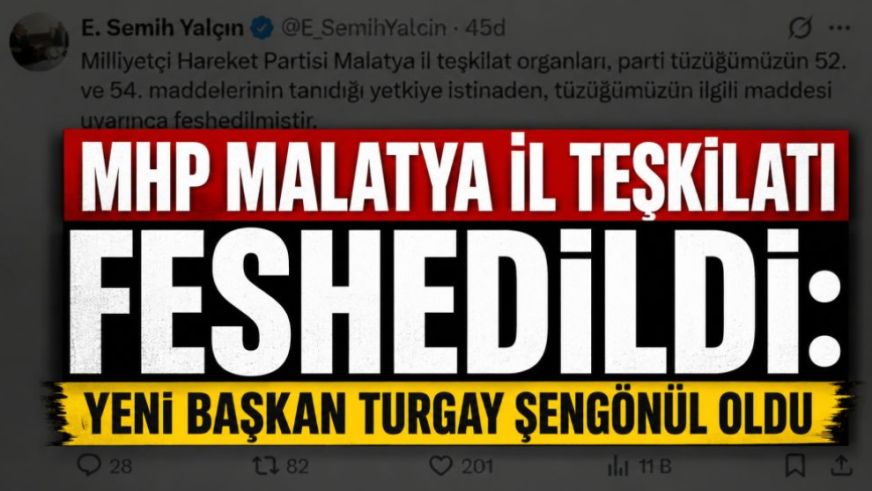 MHP Malatya İl Teşkilatı Feshedildi: Yeni Başkan Turgay Şengönül Oldu
