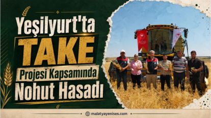Yeşilyurt'ta TAKE Projesi Kapsamında Nohut Hasadı