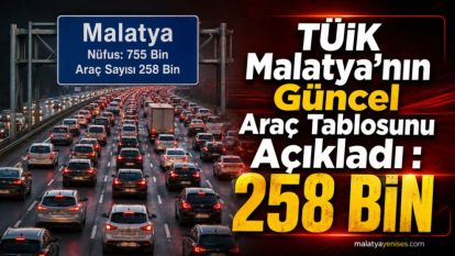 TÜİK Malatya'nın Güncel Araç Tablosunu Açıkladı : 258 BİN 