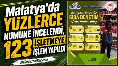 Malatya'da yüzlerce numune incelendi, 123 işletmeye işlem yapıldı