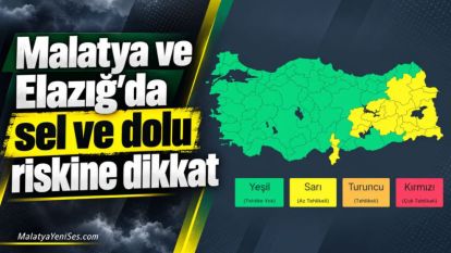 Malatya ve Elazığ'da sel ve dolu riskine dikkat